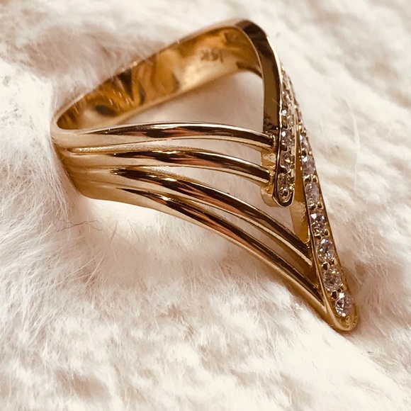 14k Yellow or White Gold Chevron Ring - Picture 4 of 8